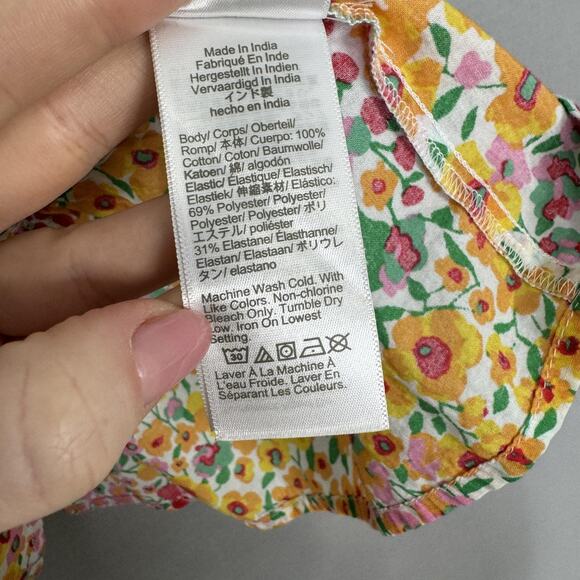 J.Crew Floral Smocked Tie Shoulder Top Womens Large Pink Peplum Resort Vacation - Picture 10 of 11